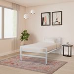 Amazon Brand - Solimo Neacon Single Size Iron Matte Finish Bed Without Storage (White)