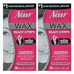 Nair Hair Remover Wax Ready-Strips 40 Count Face/Bikini (2 Pack)