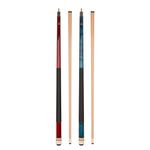 ASKA Set of 2 Billiard Pool Cues, 58" Hard Rock Canadian Maple, 13mm Hard Tip (Red and Blue, L2)