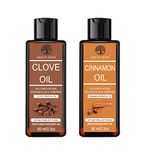 Healthgenix | Combo Pack of 2 | CLOVE & CINNAMON Essential Oil - 60ml Each | Free Rose Water - 60ml | Natural Therapeutic Grade For Teeth, Hair & Skin