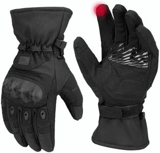 KEMIMOTO Tactical Gloves for Men, Winter Warm Motorcycle Gloves with Touchscreen Hard Shell & Palm Padding for Motorcycle Riding Tactical Airsoft Paintball Hunting Hiking Camping Climbing Black L