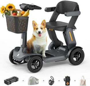 Paiseec S3 Pro Mobility Scooters for Adults, 40 Miles Long Lasting Mobility Scooter, Lightweight Travel Scooter for Seniors, 300 lbs Capacity, AI Speed Control, 250W Motor (Grey-40miles-S3)
