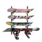 DEYOFA Snowboard Rack Wall Mount – Skateboard Wall Hanger, Skateboard Wall Mount, Ski Holder | 4-Floor Storage Rack | Snowboard & Ski Lover Gifts