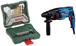 Bosch Concrete, Steel & Wood Gbh 220 Corded Electric Professional Rotary Hammer (720Watt, 2.0J, 2.3 Kg) & Bosch X30Ti Drill Bit & Driver Bit Set (30-Pieces)