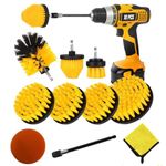 Drill Brush Attachment Set Pack of 10 | Easy Drill Attachment for Power scrubbing | Clean On Multi-Surface | House Hold Cleaning, Kitchen, Bathrooms, Carpets | Best Effortless Cleaning and Scrubbing