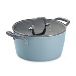 Tramontina Velo 24cm / 4.9L Forged with Ceramic Reinforced Interior Casserole | Tempered Glass Lid | Rust-Free Handle | Silicone Grip | Biryani Pot | Sauce Pot | Gas/Induction | Sea Blue