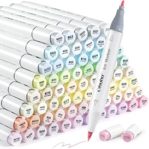 Ohuhu Pastel Markers Alcohol Based -96 Pastel Colors of Sweetness & Blossoming - Double Tipped Art Alcohol Markers for Artist Adults' Coloring Illustration - Brush & Fine - Honolulu B