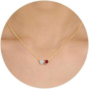 Sistble Birthday Gifts for Women, Christmas Gifts for Women Aquamarine Necklace March July Birthday Gifts Gold Plated Ruby Necklace Teacher Valentines Day Gift Birthstone Jewelry