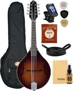The Loar LM-110-BRB Honey Creek A-Style Carved Solid Spruce Top Mandolin with Instrument Alley Deluxe Strap, Strings, Tuner, Picks, Polish Cloth Bundle A-Model Bluegrass