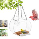 SUNJULY Window Bird Feeder, Window Bird Feeder With Strong Suction Cups And Chain, Can Be Hung And Sucked On The Window, Clear Bird Feeder For Window, Bird Feeders Suitable For Garden