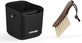 MHW-3BOMBER Espresso Knock Box, 1.2L(15 Cups) Coffee Knock Box with Coffee Clean Brush and Removable Knock Bar for Espresso Puck, Coffee Ground, Durable Espresso Accessories, Black, GB5967BB5331W