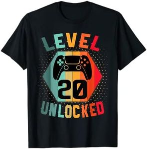 Anni 20 Compleanno regalo videogiochi level 20 unlocked Maglietta
