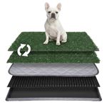 Petgrow artificial grass dog toilet with tray 50.8×76.2cm, easy to clean, reusable pet urinal pad for training, 4th floor with replacement grass indoor balcony corridor dog basin (L)