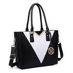 Miss Lulu Leather Look V-Shape Shoulder Handbag Lightweight Medium Tote Bag Handbags for Women