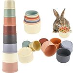 Kettion 8Pcs Stacking Cups for Rabbits, Reusable Multicolored Different Sizes Bunny Gradient Nesting Toy, Stackable Rabbit Foraging Toy for Small Animals Bunnies Guinea Pig Hiding Food and Playing