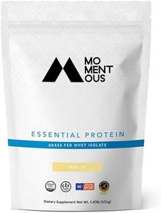 Momentous Essential Grass-Fed Whey Protein Isolate, 24 Servings Per Pouch for Essential Everyday Use, Gluten-Free, NSF Certified (Vanilla)