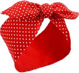 Costume Headband White Polka Dot Bandana Headband Wire Headband Halloween Dress up Retro Hairband Headwrap Hair Accessories for Women(Small Dots,Red)