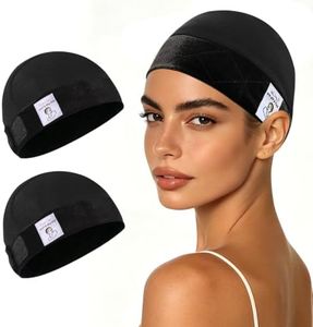 HappClan Wig Grip Cap for Black Wigs & Hijab, Velvet, Modal Cotton, 2 Pack
