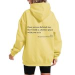 Wrenpies Dear Person Behind Me You Are Enough Hoodie for Women Teen Girls Oversized Aesthetic Graphic Sweatshirt Pullover Top, A-yellow, Medium