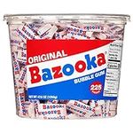 Bazooka Bubble Gum 225 Count Individually Wrapped Chewing Gum - Original Bubble Gum - Pink Chewing Bubble Gum Bulk Tub - Fun Holiday Stocking Stuffers - Bulk Candy Gift Stocking Stuffer For Kids