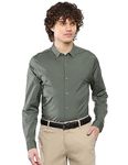 Calvin Klein Jeans Men's Solid Slim Fit Spread Collar Shirt (P3-J319745MRY_Avalon Green