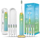 Wagner & Stern Ultrasonic whitening Toothbrush with Pressure Sensor. 5 Brushing Modes and 4 Intensity Levels, 8 Dupont Bristles, Premium Travel Case