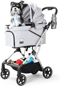 Beberoad Pets T4 Max Pet Stroller for Small Medium Dogs Cats, 4 Wheels Travel Folding Carrier Waterproof Puppy Stroller with Pad, Canopy and Cup Holder, Gray