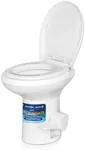 SereneLife RV Toilet with Gravity Flush - Standard Height, Foot Pedal, Leak-Proof, Odorless, T-Type Water Outlets, Easy Install and Clean - Ideal for RVs, Trailers, and Boats