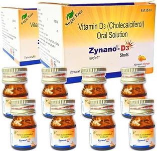 TAB ZYROCAL Zynano D3 Shots,Vitamin D3 Nano Shots,Sugarfree Cholecalciferol 60000 IU Oral Solution,Vitamin D3 liquid,Mango Flavour,8 Shots of 5ml liquid each