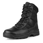 QUNLON Army Boots Tactical Boots Mens Military Boots Lightweight Combat Boots Police Patrol Boots with Side Zip Work Cadet Boots Jungle Boots Black-9US