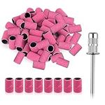 Sanding Bands for Nail Drill 240 Grit, 100 Pcs Fine Nail Drill Sanding Bands 240# Grits Pink with Mandrel Bits Kit for Nails Art Manicure