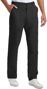 Mens Golf Pants Lightweight Quick Dry with Anti-Slip Back Waist Strip Work Dress Pants 30"/32"/34" Stretch Casual Slacks Trousers with 4 Pockets38W/34L-black