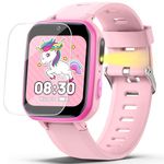 zicor Kids Smart Watch Gift with Dual Camera, Puzzle Games, Pedometer, Music Player, Video Recorder, Parental Control, Alarm Clock, HD Touch Screen, Toy Smart Watch for Boys and Girls Age 4-12 (Pink)