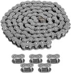 Belleone 40 Roller Chain 5 Feet with 5 Free Connecting Links, Carbon Steel Drive Chain for Mini Bike, Go-Kart, Scooter, Snow Thrower, Dirt Bike, Bicycle, ATV, MTV, and Other Machinery - 120 Links