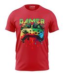 Print My Fashion Boys T-Shirt Gaming (Red_9-10 Years)