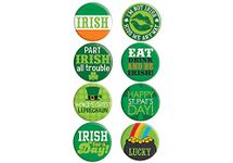 Amscan St. Patrick's Party Buttons Set of 8, 1 1/2" Each, Multicolor