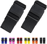 2 Pack Suitcase Straps, Bright Color Adjustable Luggage Belts, TSA Approved (Black)