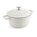 MasterClass Small Casserole Dish with Lid 2.5L/20 cm, Lightweight Cast Aluminium, Induction Hob and Oven Safe, Cream