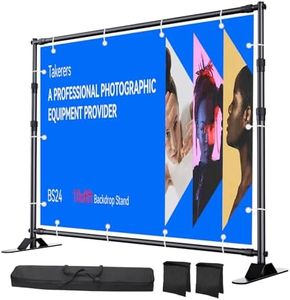 Takerers 10x8 ft Adjustable Backdrop Banner Stand, Extra Thick Heavy Duty Aluminum Alloy Background Kit with Carry Bag & Sand Bags, Photography Frame for Trade Show Photo Booth Parties, Black