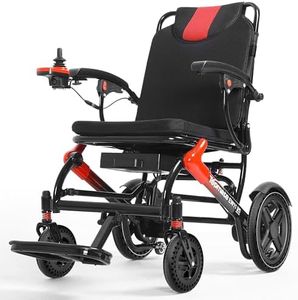 TopMate EW11 Electric Wheelchair for Seniors and Adults Lightweight Foldable, Power Wheelchair Compact and Portable with Dual Motors, Removable 24V 12.5A Battery, Airline Approved for Travel – Red