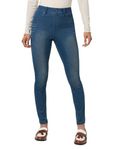 HUE Women's Ultra Soft High Waist Denim Leggings, Steely Blue Wash, 1X