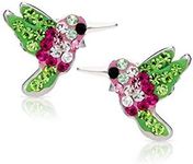 BLING BIJOUX Colorful Crystal Hummingbird Earrings Never Rust 925 Sterling Silver Natural and Hypoallergenic Studs For Women and Girls with Free Breathtaking Gift Box for a Special Moment of Love