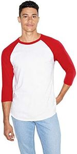 American Apparel Men's 50/50 Raglan 3/4 Sleeve T-Shirt, 2-Pack, White/Red, Small