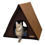 K&H Pet Products Outdoor Kitty House Multi-Kitty A-Frame (Unheated) Chocolate 35" x 20.5" x 20"