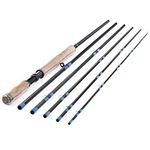 13ft 8-9wt or 14ft 9-10wt 6 Pieces Sections Carbon Spey Fly Fishing Rod Pole Double Hand Medium Fast Freshwater and Saltwater Fly Fishing (13ft 8-9wt)