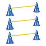 Navaris Dog Agility Equipment Set - Cone and Pole for Training and Exercise Jumps - Plastic Dog Agility Beginner Course - 6X Cones, 3X Poles