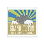 CafePress Grand Tetons National Park Blue Sunrise Sticker Square Bumper Sticker Car Decal