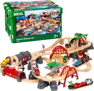 BRIO World Deluxe Wooden Train Set – 87-Piece Railway Toy