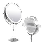 TUSHENGTU Makeup Mirror with Lights and 10x Magnifying LED Rechargeable, 360° Rotating Adjustment,Vanity Swivel Mirror 3 Colors