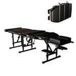 Porta-Lite Portable Chiropractic Table: Fully Height Adjustable with 3 Height Settings + Thoracic & Lumbar Drops + Extendable Foot Rest + Adjustable Positioning Cushions + Carry Case (Black)